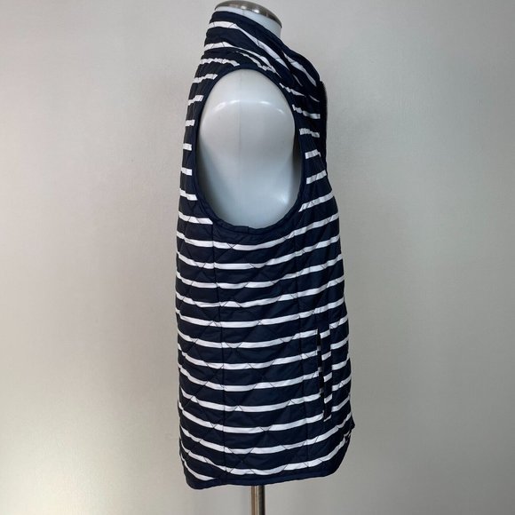 Gap Quilted Puffer Vest XS Navy Blue White Striped Full-Zip Pockets Women's - Picture 6 of 11